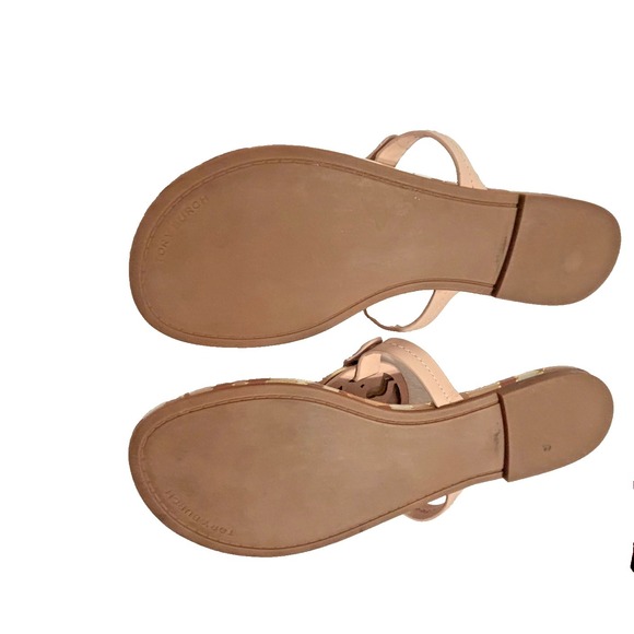 Tory Burch Miller Geometric Logo Thong Sandals Women's Size 8.5 M Nude Blush - Picture 14 of 16